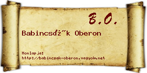 Babincsák Oberon névjegykártya